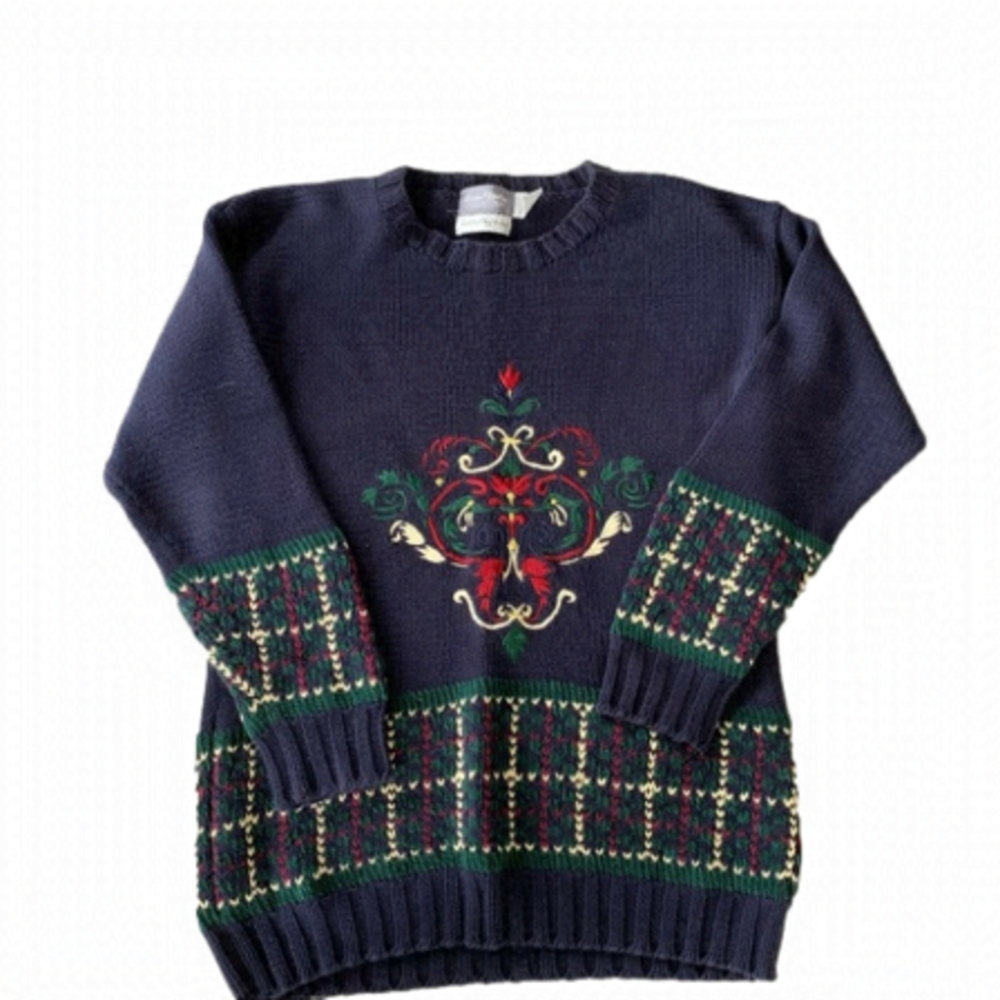 VINTAGE Chunky Cottagecore  Hand Knit Sweater Size Small